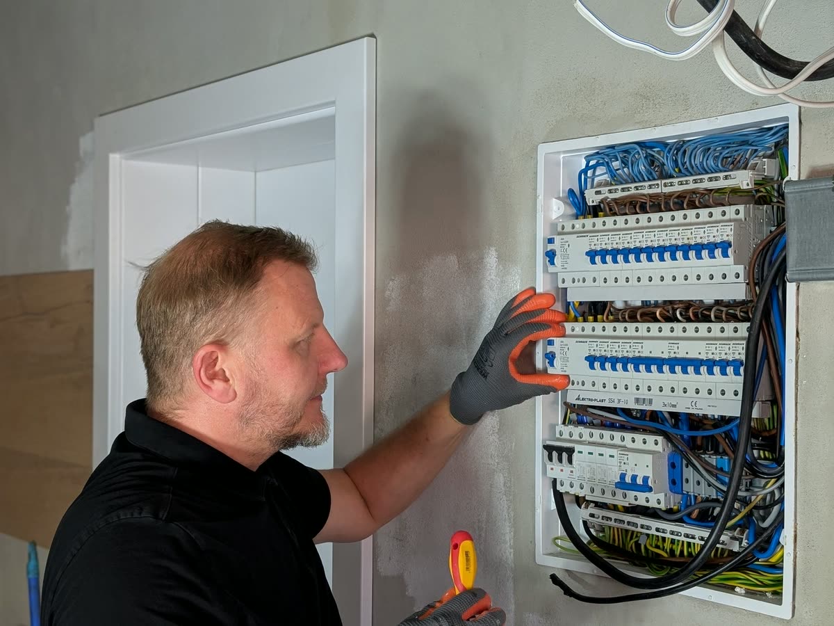 Praca przy rozdzielnicy elektrycznej